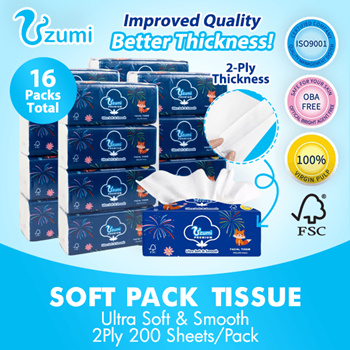Uzumi Premium 2Ply Soft Pack Tissue 16 Packs Softpack Tissue Paper Toilet Paper