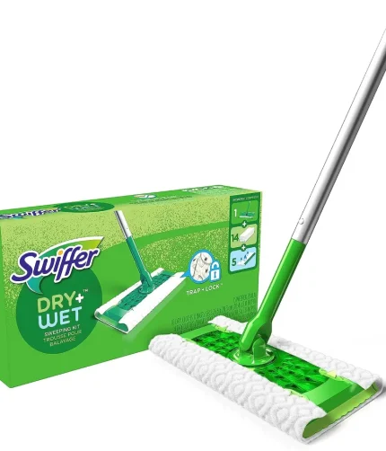 Swiffer Sweeper 2-in-1 Mops for Floor Cleaning, Dry and Wet Multi Surface Floor Cleaner, Sweeping and Mopping Starter Kit, Includes 1 Mop + 19 Refills, 20 Piece Set