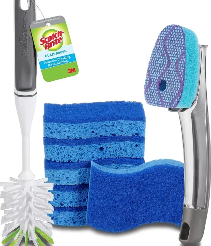 Scotch-Brite Zero Scratch Non-Scratch Scrub Sponges, Sponges for Cleaning Kitchen, Bathroom, and Household, Non-Scratch Sponges Safe for Non-Stick Cookware, 6 Scrubbing Sponges